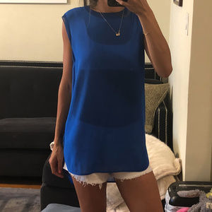 Vince Blue Sheer Silk Tank Top